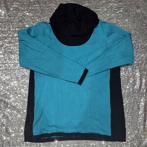 Avenue Men's Turtleneck Sweater in Teal and Black